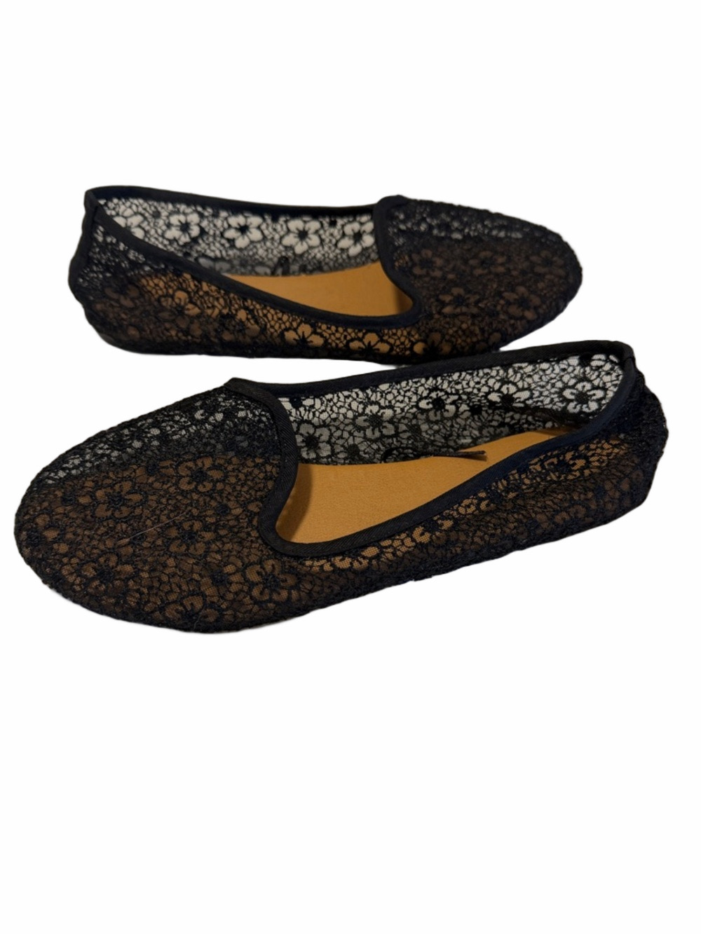 Ardene Black Floral Lace Ballet Flats